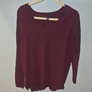 American Eagle Outfitters Wine V-Neck Sweater